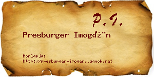 Presburger Imogén névjegykártya
